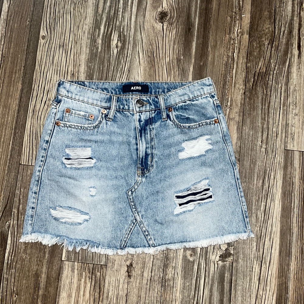 High rise denim skirt